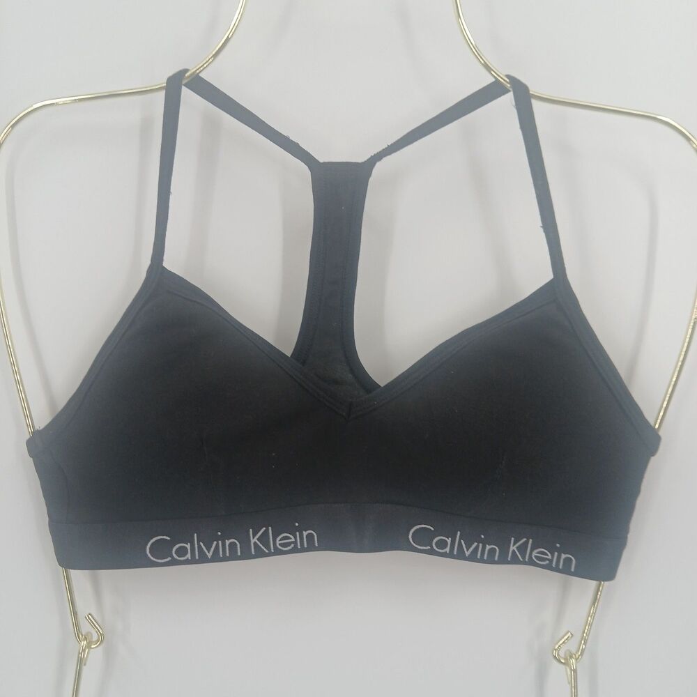womens calvin klein black bralette size medium racerback comfy bra